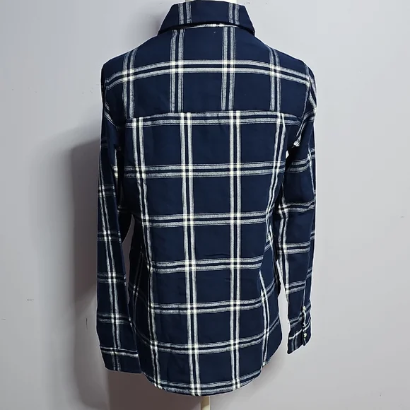 JACHS Girlfriend Blue Plaid Button Down‎ Shirt with Snaps And Pockets - Picture 2 of 6